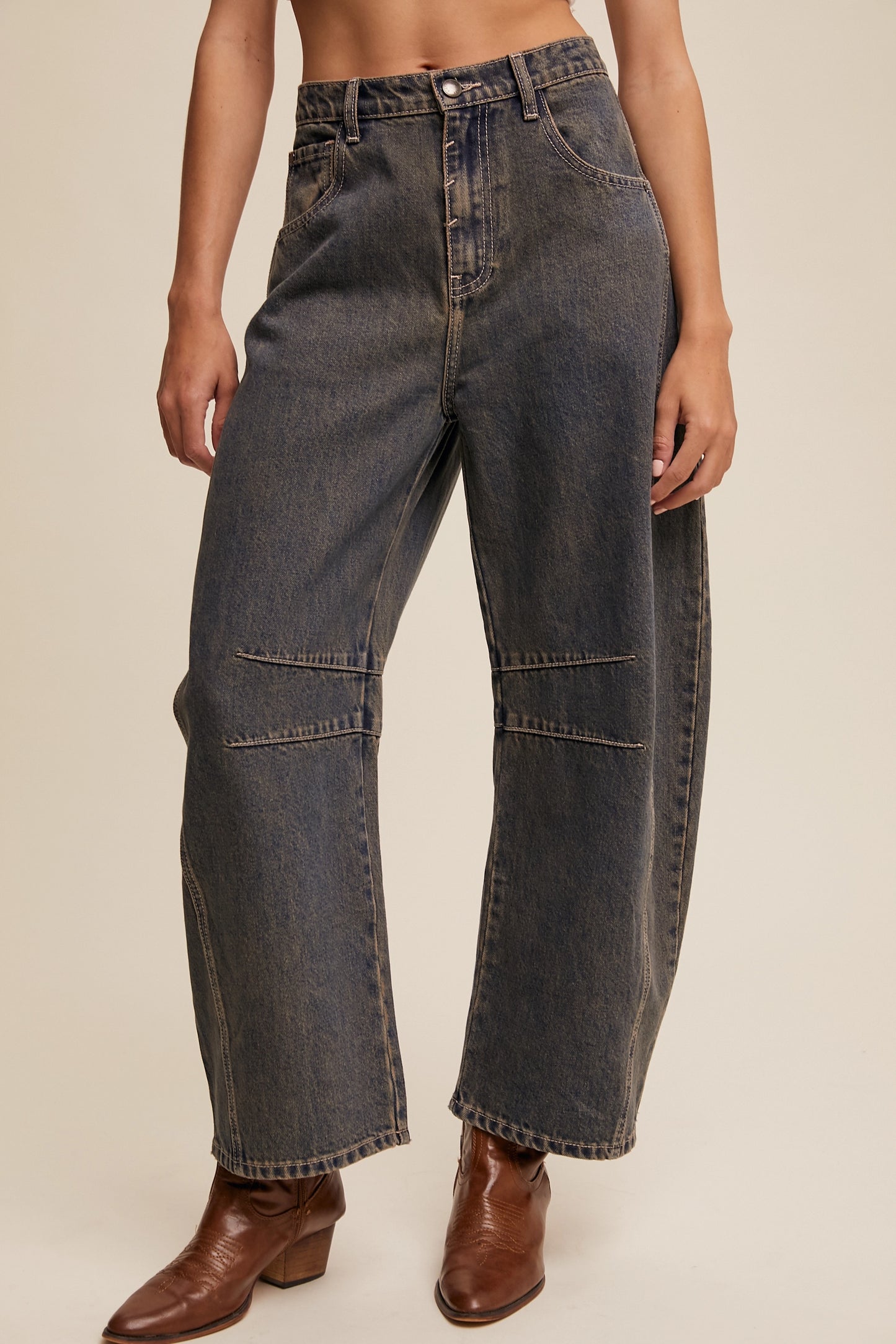 TONI BARREL RELAXED FIT JEANS (DARK DENIM)