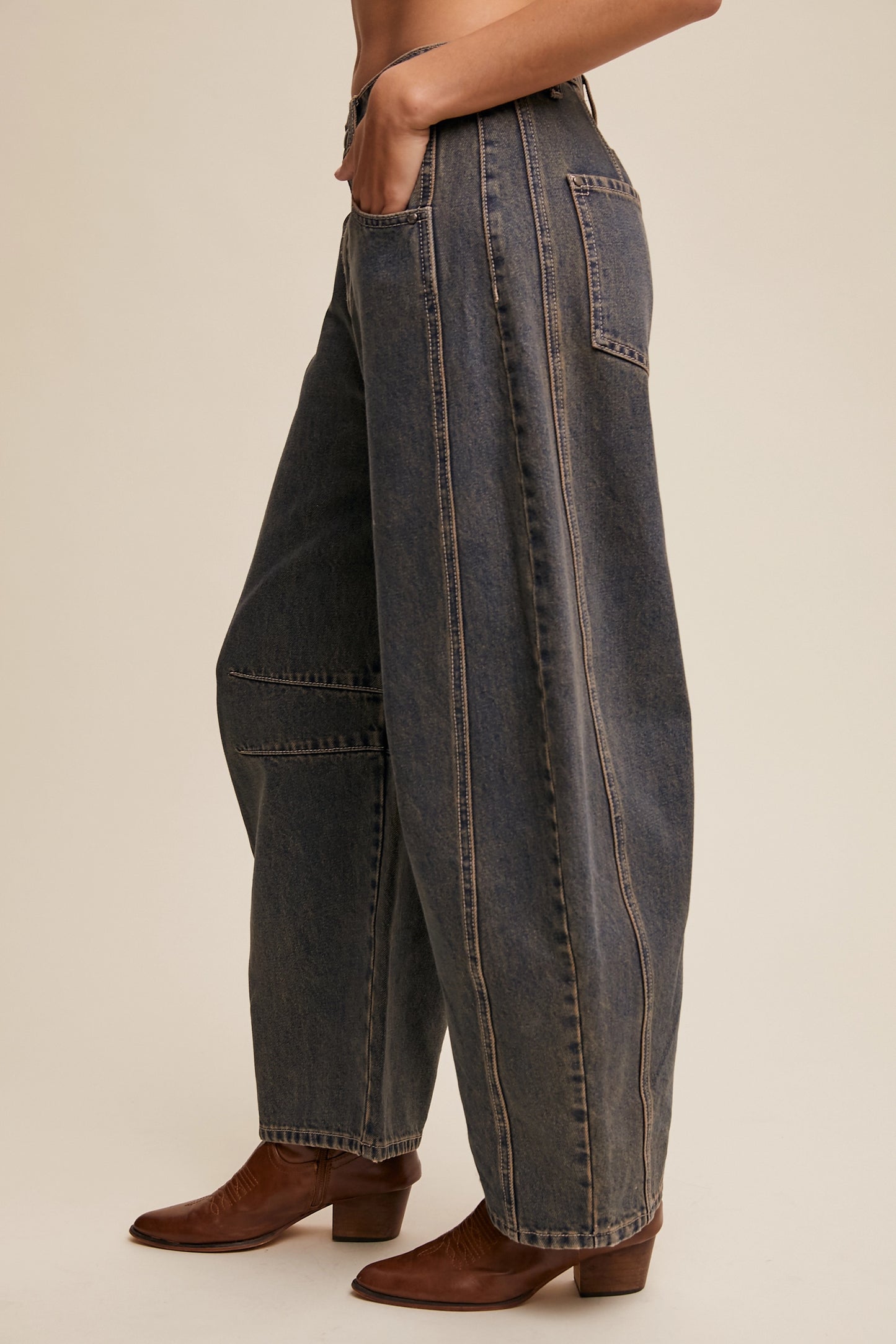 TONI BARREL RELAXED FIT JEANS (DARK DENIM)