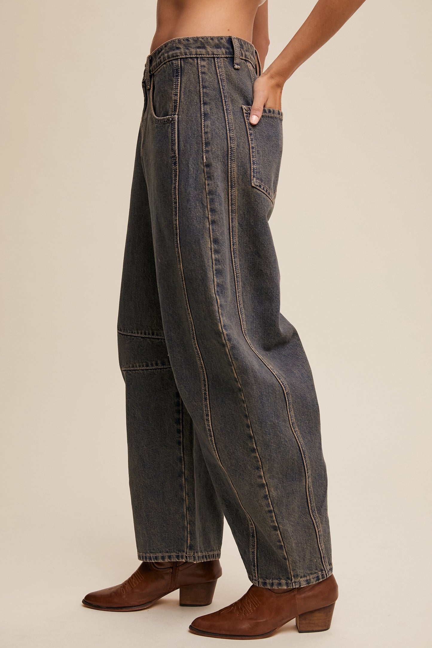 TONI BARREL RELAXED FIT JEANS (DARK DENIM)