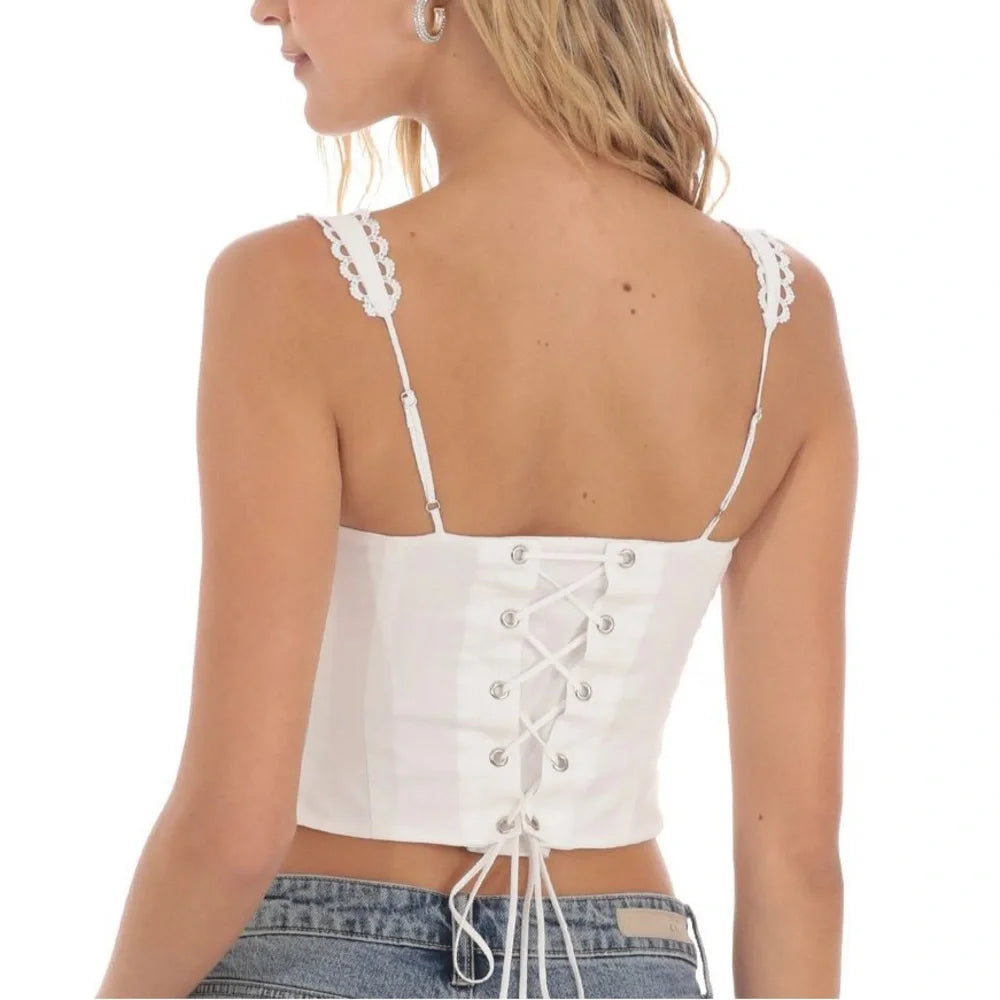 Dolly Embroidery Detail Top (White)