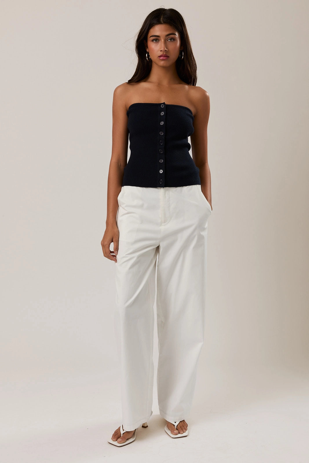 Amy Knit Sweater Tube Top (Navy)