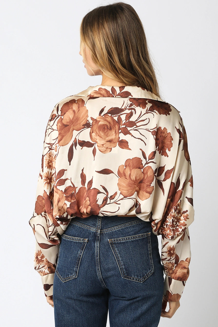 Sabrina Autumn Open Bodysuit Blouse (Cream)