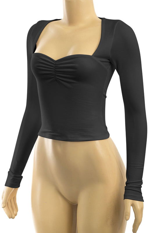 LOTIV SWEETHEART SOFT LONG SLEEVE TOP (BLACK)