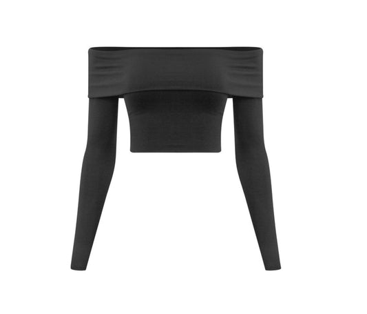 LOTIV OFF THE SHOULDER FOLD OVER TOP (BLACK)
